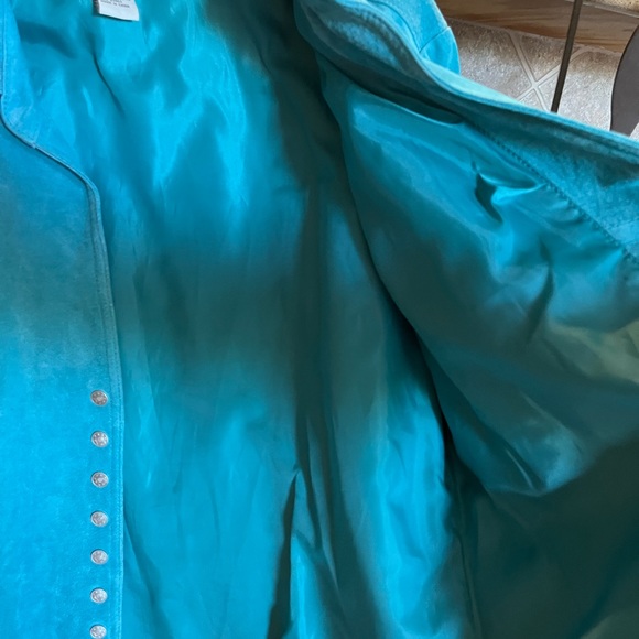 Turquoise suede jacket - Picture 4 of 5